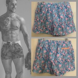 Happy Hour Swim Trunks XL 34-42" waist 4" inseam Gently worn 100% polyester